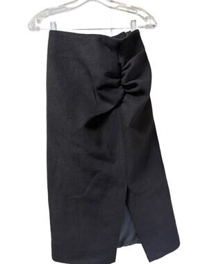 SOURCE WITH U Black Side Ruched Midi office Siren Skirt M Whimsygoth Avant garde